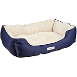 ASPCA Microtech Striped Dog Bed Cuddler, 28 by 20 by 8-Inch, Blue
