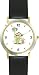 Little Girl and Clown with Balloons - WATCHBUDDY® DELUXE TWO-TONE THEME WATCH - Arabic Numbers - Black Leather Strap-Size-Women's Size-Small