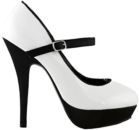 Show Story White Black Ankle Strap Stiletto Platform Pumps,LF30456WT39,8US,White