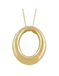 14 Karat Yellow Gold Tubular Oval Pendant Necklace (17 Inch)