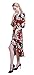 VAMEI 1950's Women's V Neck Floral Print 3/4 Sleeve Wrap Belted Dress