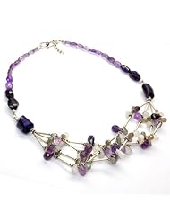 Franki Baker Designer Collection: Amethyst, Moonstone, Labradorite and Silver Chunky Necklace (17.5")