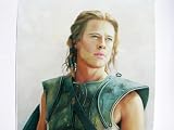 BRAD PITT TROY ACHILLES GICLEE W ACRYLIC EMBELLISHED PAINTING ART CANVAS 20X24