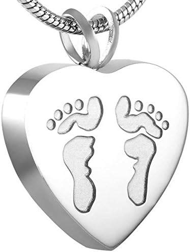 Peerless Pieces Urn Necklace Memorial Keepsake Stainless Steel 18" Baby Child Footprint #134