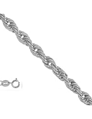 14K White Gold 1.0 mm (3/64 Inch) Light Sparkle Rope Chain Necklace 16" w/ Spring Ring Clasp