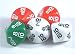 Set of 5 Dice - 10 sided Math Fractions - 16mm Dice