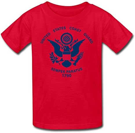 RIen Youth United States Coast Guard Flag Kids T-Shirt - M Red