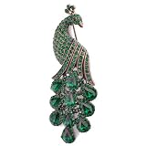 Vintage Style Emerald Green Peacock Austrian Crystal Bird Pin Brooch
