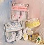 Royal T Little Prince and Little Princess Crown and Bootie Layette Gift Sets - Yellow