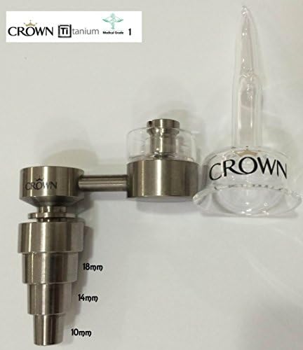 Crown Hybrid enail Side Arm titanium Medical Grade1 With Ø25mm Quartz Dish- 6in1 Universal 10/14/18mm