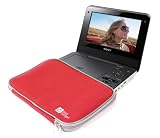 Stylish Red Portable Dvd Player Neoprene Case For Sony Dvp-fx970, Dvp-fx875 & Dvp-fx720