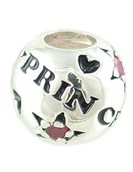 Authentic Biagi Princess Sterling Silver Bead with Hot Pink Cubic-Zirconia