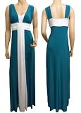 Grecian Teal & Cream Maxi Dress(1050)In 4 Lengths
