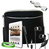Apple Ipad Accessories Kit: ** BLACK ** Form Fitted Scratch Defense Neoprene Sleeve Cover + apple ipad stylus pen + iPad Earphones with Mic + Custom Cut iPad Screen Protector + iPad Data Cable + Vangoddy Live * Laugh * Love Wrist band