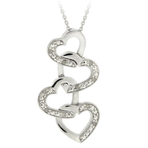 Sterling Silver 1 10ct Diamond Linked Hearts PendantB005K961TU