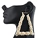 2 Pairs of Goldtone Triangle Bamboo 3.5 Inch Hoop Pincatch Earrings (E-799)