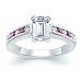 1.45 CT EMERALD DIAMOND W ROUND PINK SAPPHIRE RING 18K