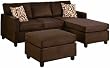 Bobkona Manhattan Reversible Microfiber 3-Piece Sectional Sofa Set, Chocolate