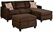 Bobkona Manhattan Reversible Microfiber 3-Piece Sectional Sofa Set, Chocolate