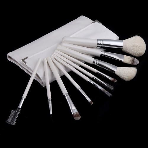 Andoer 10pcs Pro Makeup Brush Set Cosmetic Brush Kit with Folding Case White