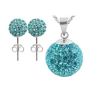 Silver Swarovski crystal set by GlitZ JewelZ © - bling bling!! - silver studs + pendant set with 16' silver chain - made with over 120 Swarovski crystals - comes packed inside a lovely velvet pouche