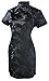 7Fairy Women's Sexy Black Floral Mini Chinese Evening Dress Cheongsam