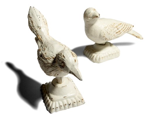 Childrens Toyshop  Outdoor Living : Strathwood Set of 2 Decorative Cast Iron Birds with White and Rust Finish