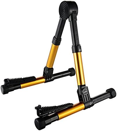 Mobiz Guitar Stand Universal Folding A Frame use for Acoustic, Electric, Bass Guitars (Gold)