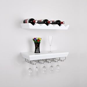 22'' x 11'' x 5.25'' Wine Shelf Rack Set White by