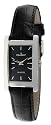Peugeot Women's Silver-Tone Black Leather Strap Watch #3008BK