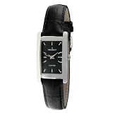 Peugeot Womens 3008BK Silver-Tone Black Leather Str
