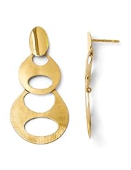 14k Yellow gold Leslies Polished, Satin and Scratch Finish Post Dangle Earrings
