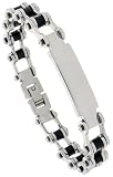 8 1/2 Gent's Surgical Steel & Rubber Bicycle link ID Bracelet 3/8 (10 mm) wide