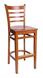 Burlington Cherry Wood Ladder Back Barstool with Wood Seat