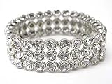 Three Line Crystal Link Stretch Bangle Bracelet Fashion Jewelry