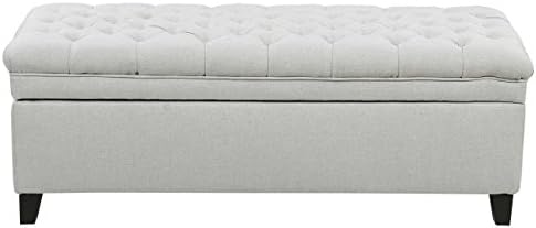 Modern Solid Tufted Fabric Storage Ottoman Seat Bench Coffee Table (Light Grey)