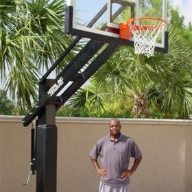 Pro Dunk Diamond: Ultimate Adjustable In-Ground Basketball Goal System with 72 Inch Backboard 8 Inch Pole and 5 Foot Extension for Outdoor Backyard Courts or Institutions