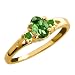 0.52 Ct Green Oval Tourmaline and Topaz Yellow Gold Plated Silver Ring