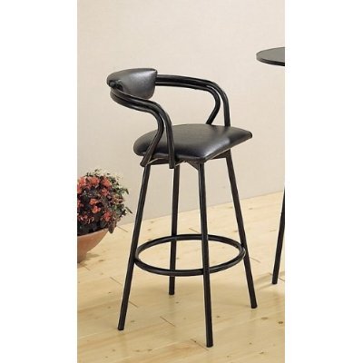 Set of 2 R Style Satin Black Retro Bar Stool Pub Stools
