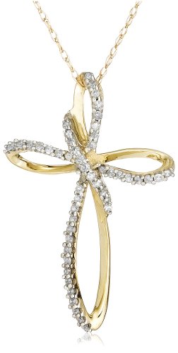 10k Yellow Gold Diamond Cross Pendant