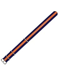 NATO Ballistic Nylon Watch Band - Navy with Orange stripe - 20mm