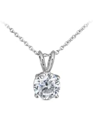 1.00 Ct Round H/I Diamond 14K White Gold Pendant With Chain