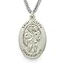 Sterling Silver 1" Oval Polished St. Joseph, Patron of Carpenters, Engineers Medal on 24" Chain