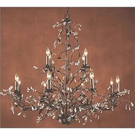 12 Light Chandelier In Deep Rust And Crystal Droplets By ELK Lighting 8055 8+4