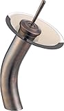 Kraus KGW-1700ORB-CL Single Lever Vessel Glass Waterfall Faucet, Oil Rubbed Bronze with Clear Glass Disk