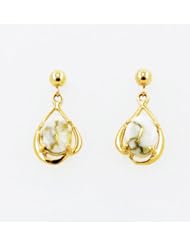 Gold Quartz and Solid 14k Gold Drop Earrings