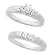14K White Gold Diamond Wedding Set - 0.60 Ct.