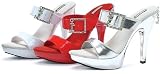 PH501-MEGAN, Original Penthouse 5" Heel, 1" Platform Patent Double Strap Slide Sandals
