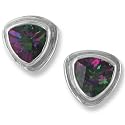 Sterling Silver Trillion Cut Mystic-Topaz Earrings by Sajen