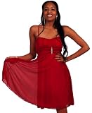 Sleeveless Spaghetti Strap Rhinestone Design Sheer Overlay Evening Party Dress